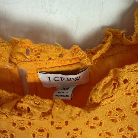 J. Crew Factory Eyelet Puff-Sleeve Top Short Sleeve Orange Size XS EUC - Picture 6 of 12